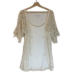 Soft Surroundings Ivory Lace Blouse Womens Size Medium